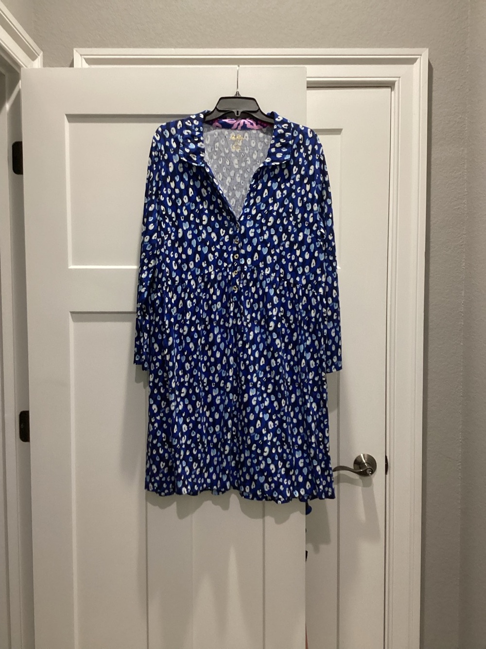 Lilly Pulitzer Royal Blue Leopard-Spot Midi Dress